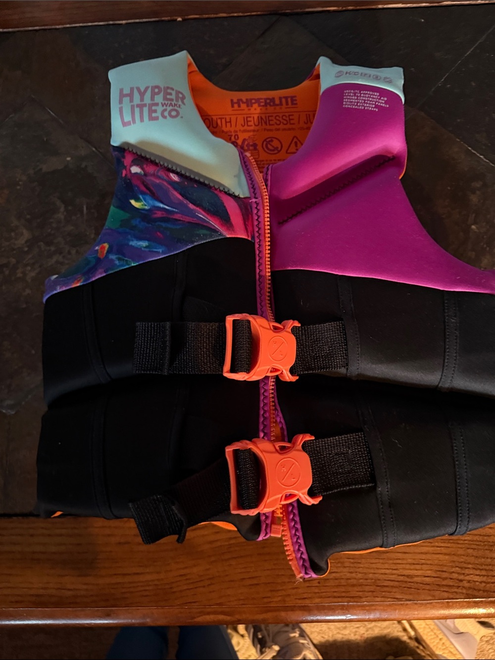 Kids Pink & Black Life Vest - Youth Swim Aid
